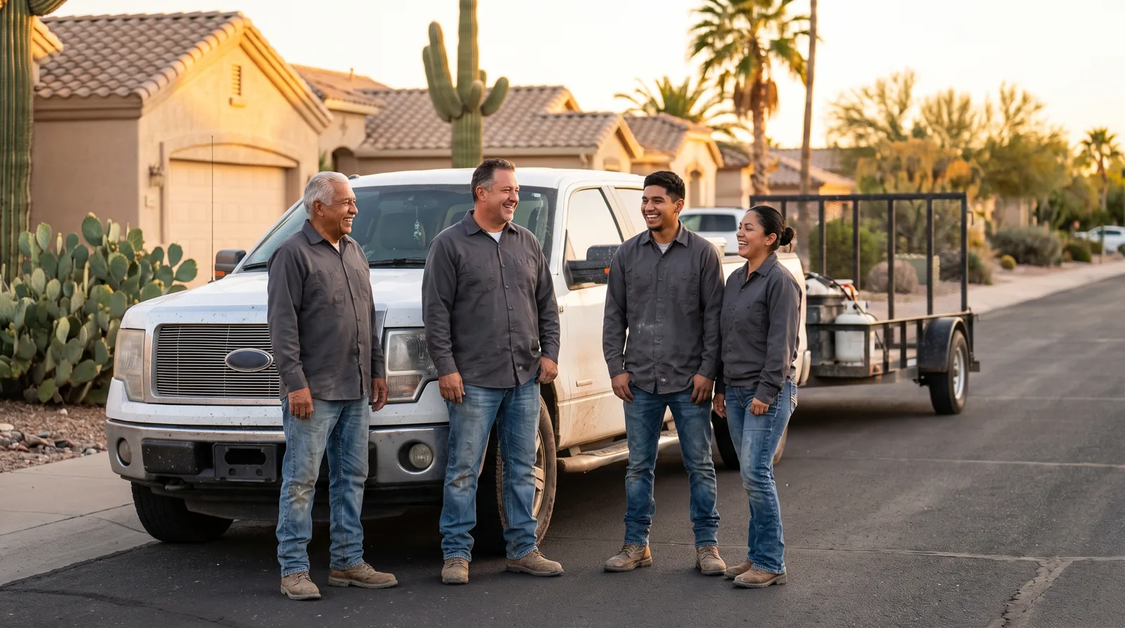 The Surprise Concrete Co. crew standing in front of their trucks